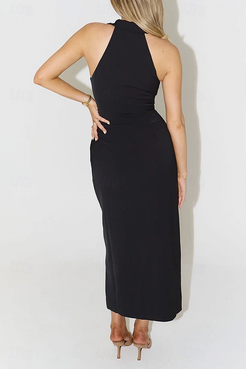 Pentru femei Rochii Midi Rochie albă Rochie de absolvire Modă Zi de Naștere Concediu Absolvire Fit regulat Simplu Fără manșon Guler Cămașă Negru Alb Vară 2025 - $32.99 –P18