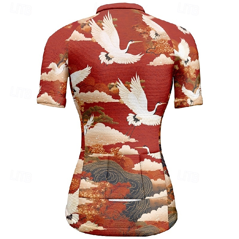 Női Biciklis ruházat Állat Virág Rövid ujjú Kerékpár Póló Dzsörzé 3 hátsó zsebbel Hegyi biciklizés Gyors szárítás Anatómiai tervezés Bélfonalszövet Légáteresztő Sport Fekete Piros Tengerészkék Ruházat 2026 - $23.99 –P12