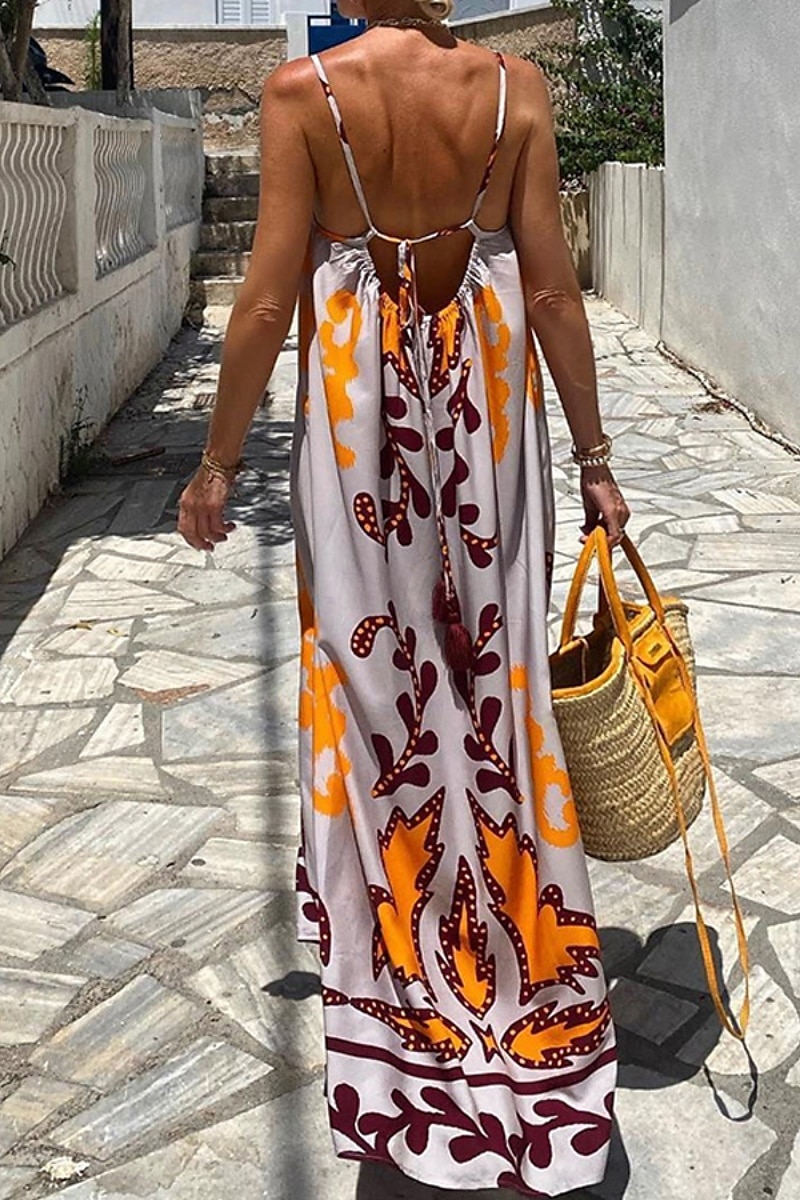 Femmes Robe Longue Maxi Robe Robe Fleurie Robe Nuisette Robe bohème Robe Imprimée Classique Sortir Plage Week-end Coupe régulière Fleur Sans manches Bretelles spaghetti Gris Été de 2025 ? $26.99 –P3