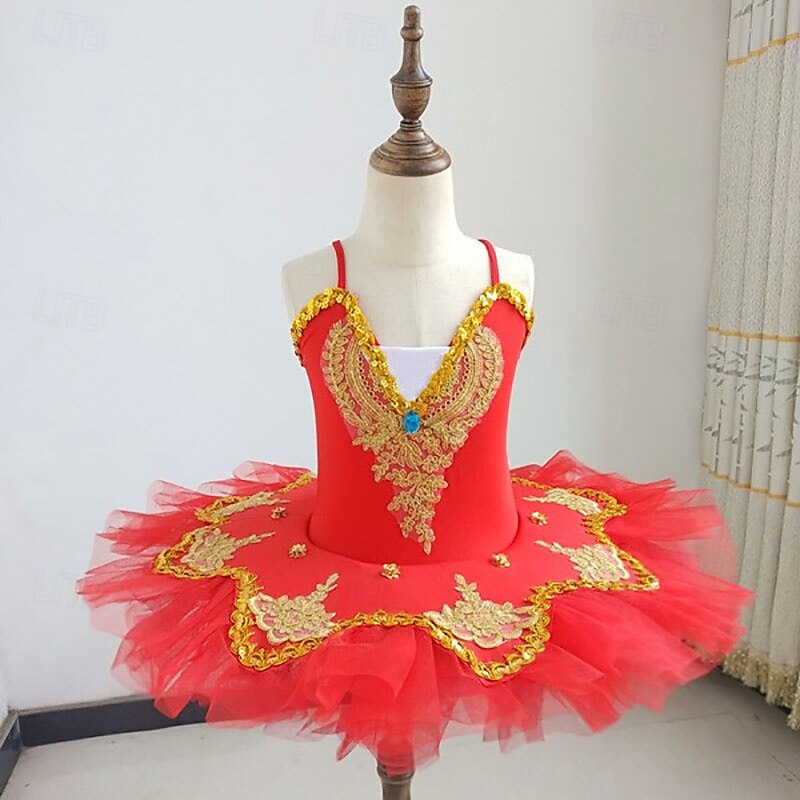 Tutu Dress Dress Rhinestone Lace Embroidery Girls' Performance Training Sleeveless High Mesh Spandex 2025 - $38.99 –P1