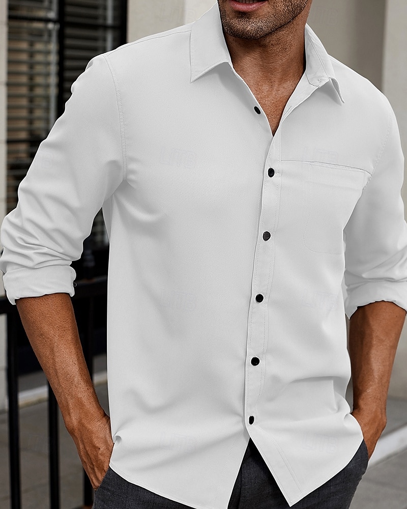 Per uomo Camicia Camicia Estiva Camicia casual Camicia da Spiaggia Camicia con Bottoni Bianco Borgogna Verde militare Manica Lunga Semplice Bavero Vacanza Camicia hawaiana Bottonato Abbigliamento del 2025 a $26.99 –P1