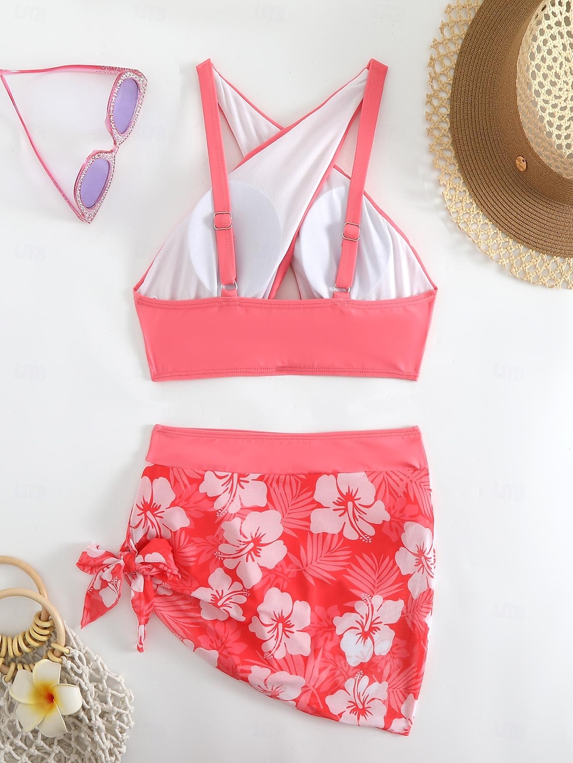 Női Fürdőruha Bikini 2 darab Merész Fürdőruha Push up Kötött Szabadság Tropikus Virágos Színes Kötőfék nyaka Ujjatlan Fürdőruhák 2025 - $24.99 –P6
