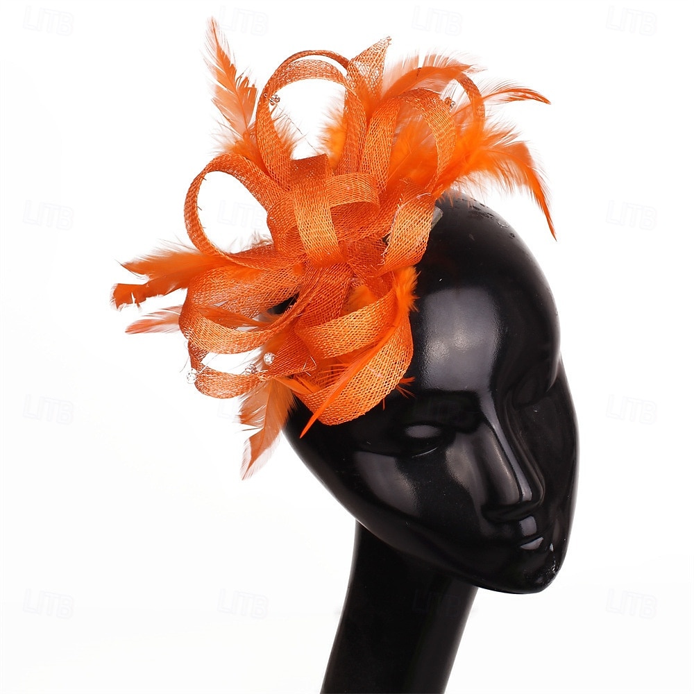 Kopfstück Federn Sinamay Hochzeit Abendgesellschaft Elegant Hochzeit Mit Feder Kopfschmuck Kopfbedeckung 2025 - $21.99 –P6