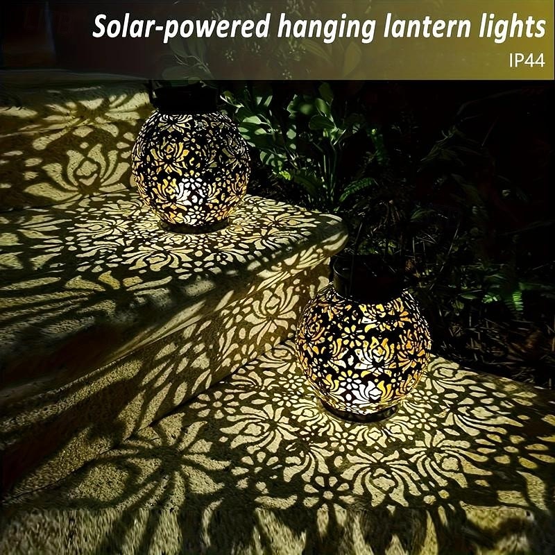 1 Pc Led Outdoor Waterproof Solar Lights Iron Hollow Projection Lantern Courtyard Garden Lawn Landscape Light Decoration Hanging Lights 2026 - $16.49 –P2