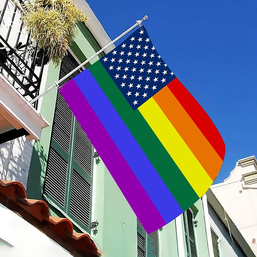 2025年 6月プライド月間 LGBTQ LGBT プライドフラッグ レインボー ハッピープライド屋外装飾 屋内用 グロメット付き 家庭 庭装飾 休日バナーサイン  コレクション – $10.49 –P7