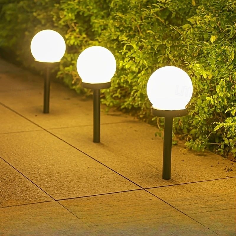 3 יחידות led סולרי מסלול אורות כדור חיצוני עמיד למים אור דשא לד מתאים לגן פארק ותאורת מסלול חיצוני מנורת לילה סולארית 2025 - $21.99 –P5