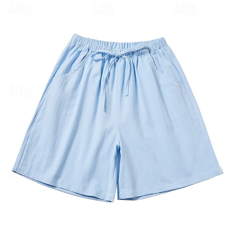 Per donna Finto cotone e lino Shorts Pantaloni Eleganti Pantaloncini Estivi Moda Corto Naturale Semplice Tasca Design con Coulisse Elastica All'aperto Confortevole All'aperto Vacanza Rosso Verde del 2026 a $11.49 –P13
