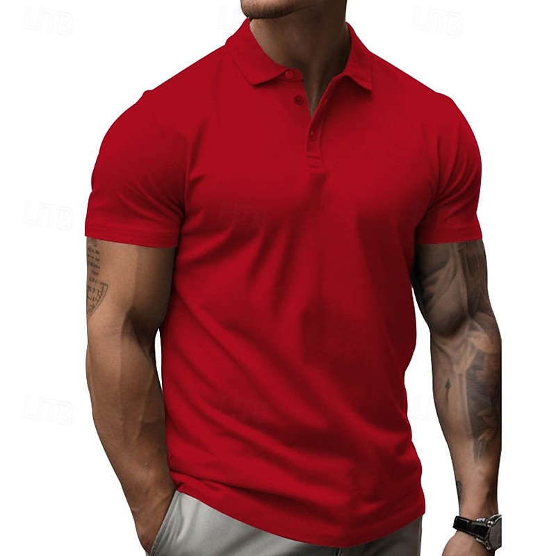 Homens Camisa de golfe Camisas Polos de Golfe Trabalho Casual Lapela Manga Curta Básico Moderno Tecido Botões Verão Normal Preto Branco Amarelo Vermelho Azul Marinha Azul Royal Camisa de golfe de 2025 por $15.49 –P12