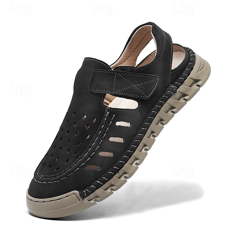 Sandalias beige sin cordones para hombre con diseño perforado y suela acolchada para paseos casuales y ropa de playa. 2025 - $42.99 –P3