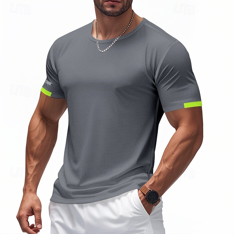 Men's Tee Short Sleeve Shirt Tee Top Short Sleeve Crewneck Spring & Summer Solid / Plain Color Fashion Designer Quick Dry Reflective Strip Vacation Street Going out Black White Red Top Tee for Men 2025 - $14.99 –P13
