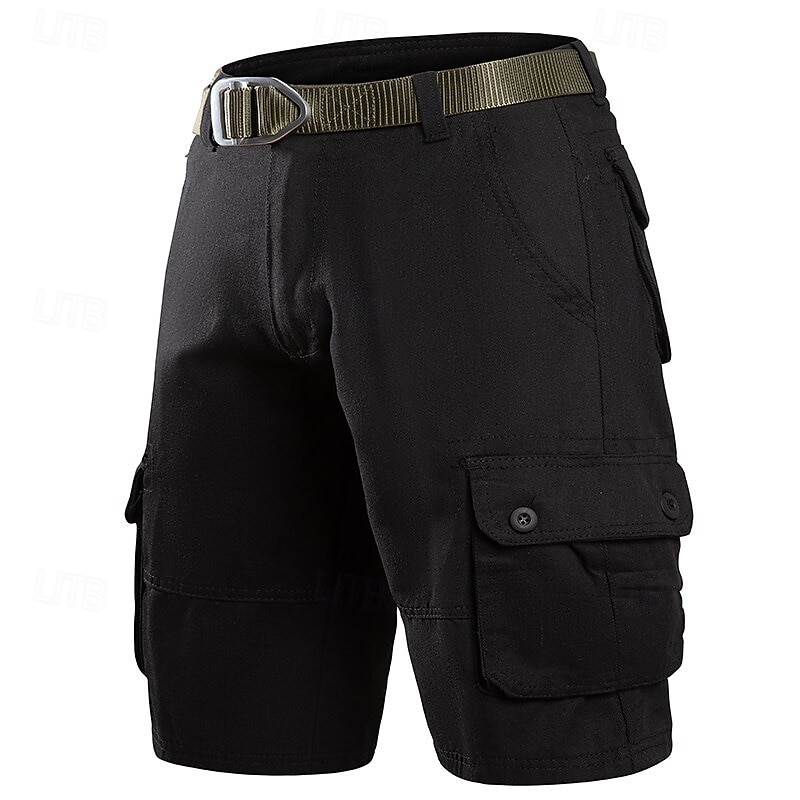 Herren Cargo-Shorts Shorts Bermudashorts Freizeitshorts Mehrere Taschen Gerader Schnitt Einfach Atmungsaktiv Feuchtigkeitsableitend Knielang Outdoor Lässig Campen und Wandern Mode Streetwear Schwarz 2025 - $25.99 –P7