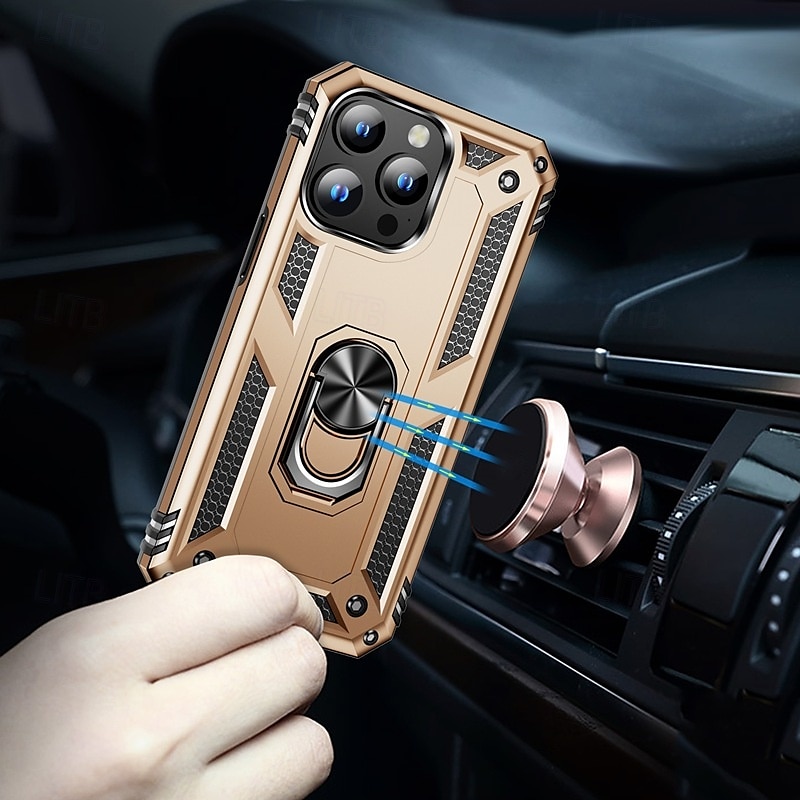 Funda para iPhone 16 Pro Max Plus iPhone 15 Pro Max Plus iPhone 14 13 12 11 Pro Max Plus Carcasa trasera con soporte magnético antichoque retro TPU PC 2025 - $17.99 –P2
