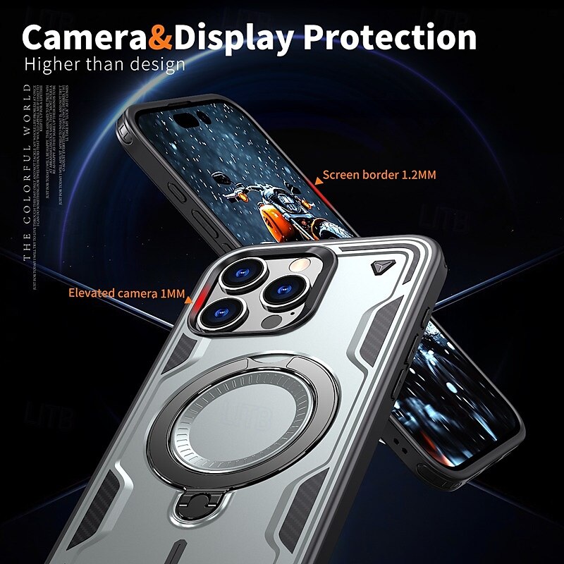 Phone Case For iPhone 16 Pro Max Plus iPhone 15 Pro Max Plus iPhone 14 13 12 Pro Max Plus Back Cover with Stand Holder Magnetic Support Wireless Charging Retro TPU PC 2025 - $19.99 –P8