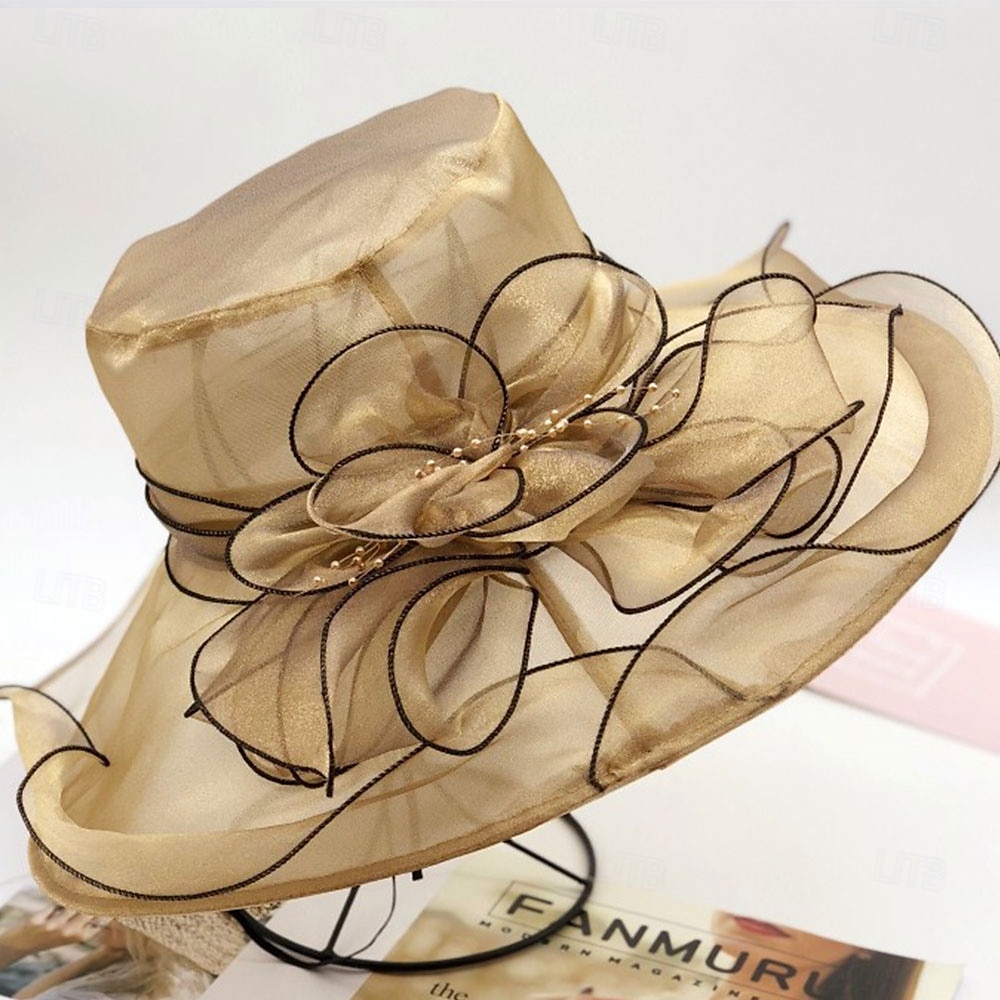 Hats Organza Sun Hat Holiday Tea Party Horse Race Cocktail Elegant Vintage Cute With Feather Floral Headpiece Headwear 2026 - $17.49 –P14