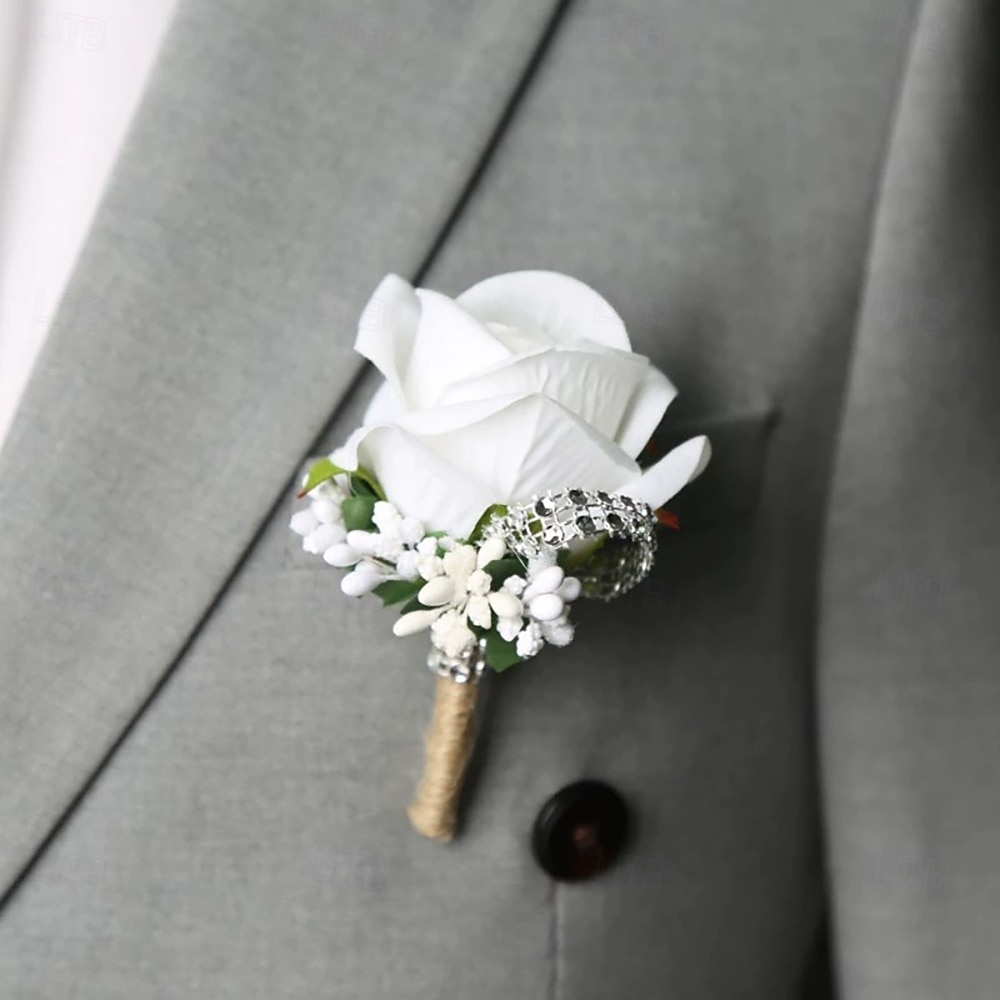 Men's Wedding Boutonniere Blue Pink White Summer Boutonniere for Groom and Groomsmen Flower Accessories Party Suit Decorations 2025 - $10.99 –P8