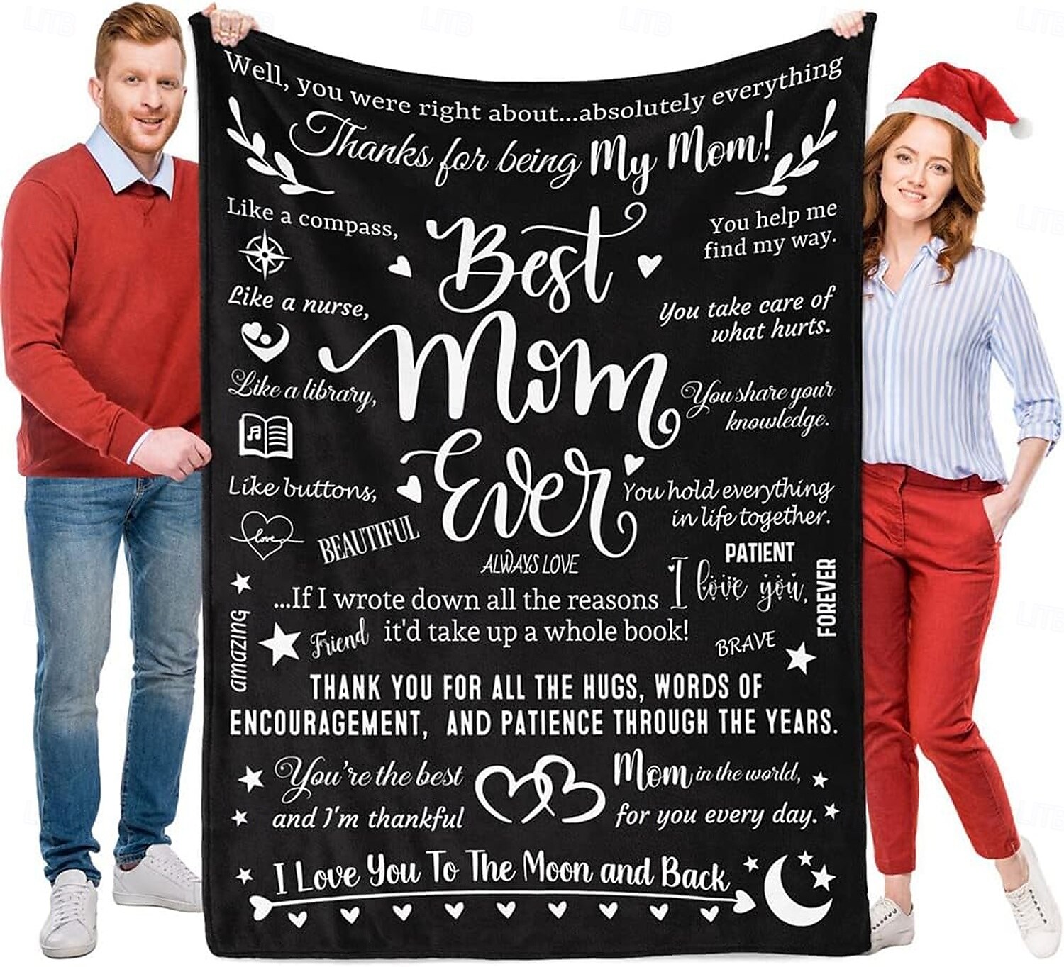 couverture fête des mères, une lettre à maman, cadeau fête des mères, couverture douce et confortable, cadeau parfait pour maman, motif floral ou cœur, chaud et confortable de 2025 ? $19.99 –P13