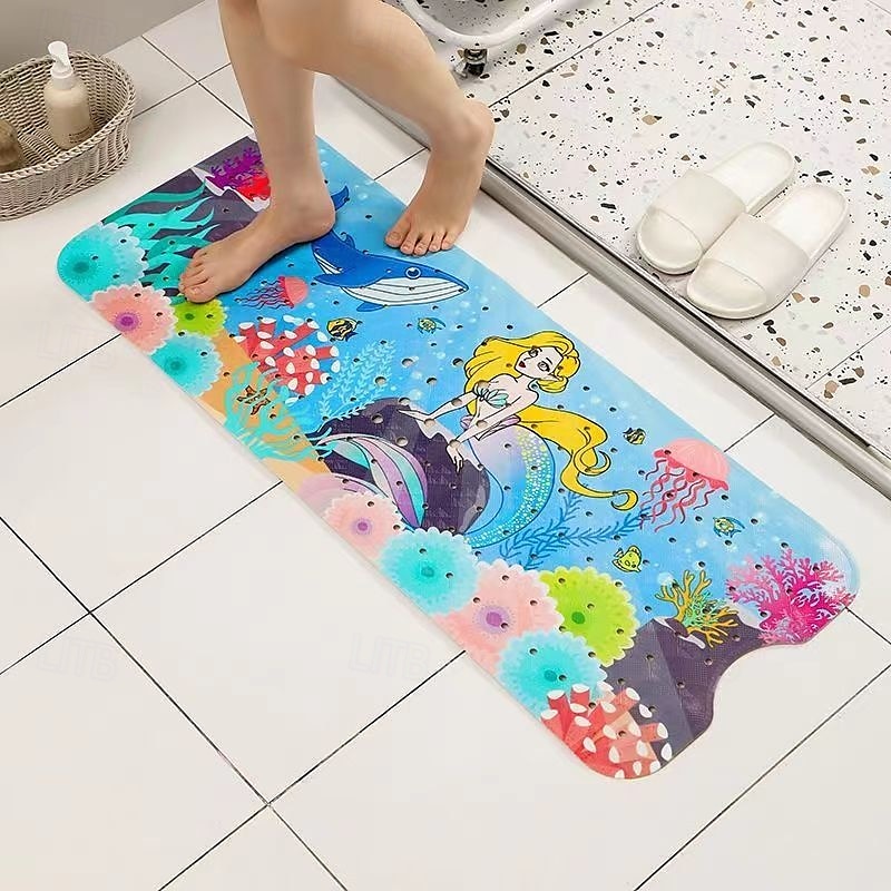 tapete de banho de bebê de desenho animado, tapete de banheira infantil antiderrapante para banho de criança, chuveiro antiderrapante, 40 pol. x 16 pol. com furos de drenagem e ventosas lavável à de 2025 por $22.99 –P6