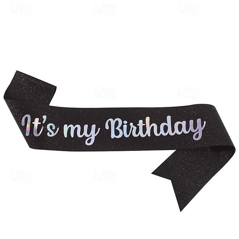 fascia per festa di compleanno in tessuto elastico glitterato, fascia "è il mio compleanno", cintura scintillante per feste per decorazioni per feste di compleanno per bambine del 2025 a $4.99 –P14