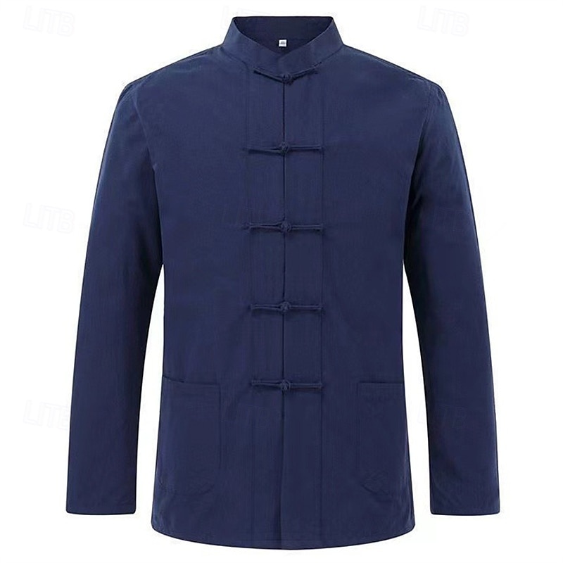 Per uomo Camicia Camicia di lino Camicia casual Camicia con Bottoni Camicia di cotone Semplice Vacanza Camicia hawaiana Nero Bianco Verde chiaro Blu marino scuro Manica Lunga Collo alla coreana del 2025 a $21.99 –P6