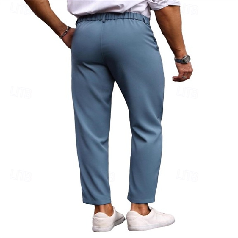 Homens Social Calças chinês Botões Bolsos Tecido Conforto Formal Festa Trabalho Moda Estilo Clássico Exército verde Preto Micro-Elástica de 2025 por $25.99 –P6