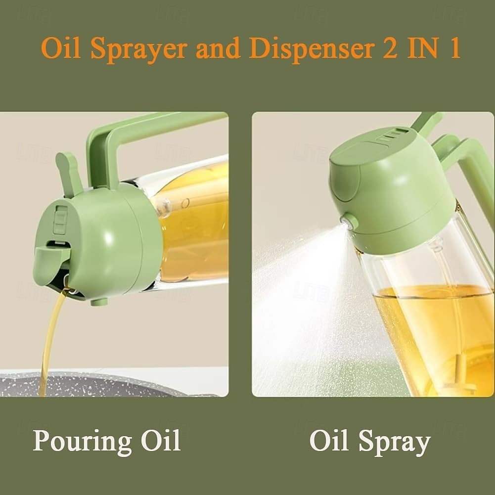 Distributore di olio 2 in 1, spruzzatore anti-perdita in vetro per cucina, bottiglia di olio a doppia funzione per friggitrice ad aria e cottura del 2026 a $9.99 –P4