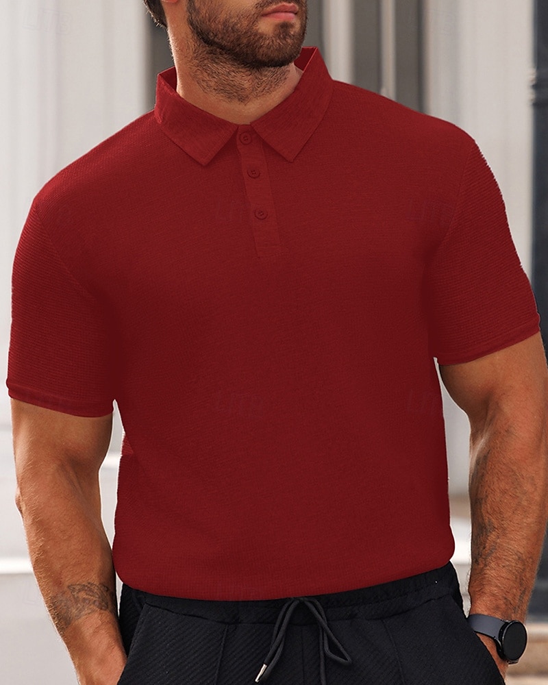 Herren Poloshirts zum Suchbegriff: "Waffel" Golfhemd Arbeit Casual Kargen Kurzarm Basic Modern Glatt Knopf Sommer Frühling Regular Fit Schwarz Weiß Gelb Rote Hellgrau Hellblau Poloshirts zum 2025 - $16.49 –P9