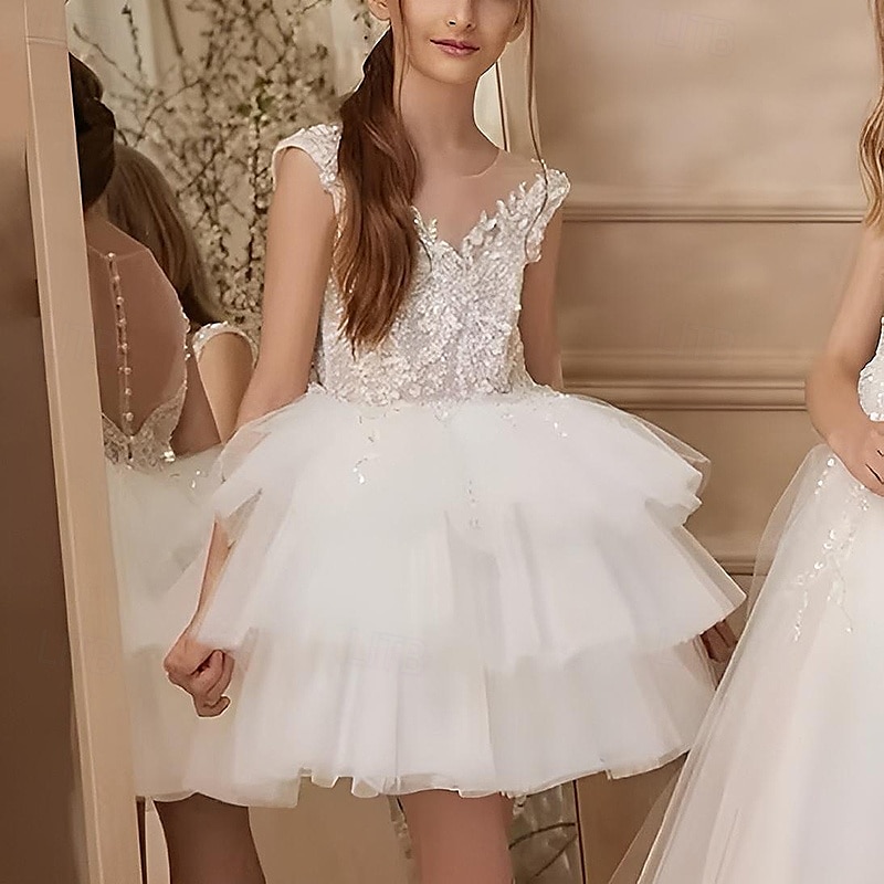 Šaty pro květinovou družičku Dívčí Formální šaty Princeznovské šaty Šaty pro první přijímání Večerní šaty Svatební Párty Princeznovské Sladký Velikonoce Karneval Nabírané šaty Pevná barva Bez rukávů 2025 - $77.99 –P5