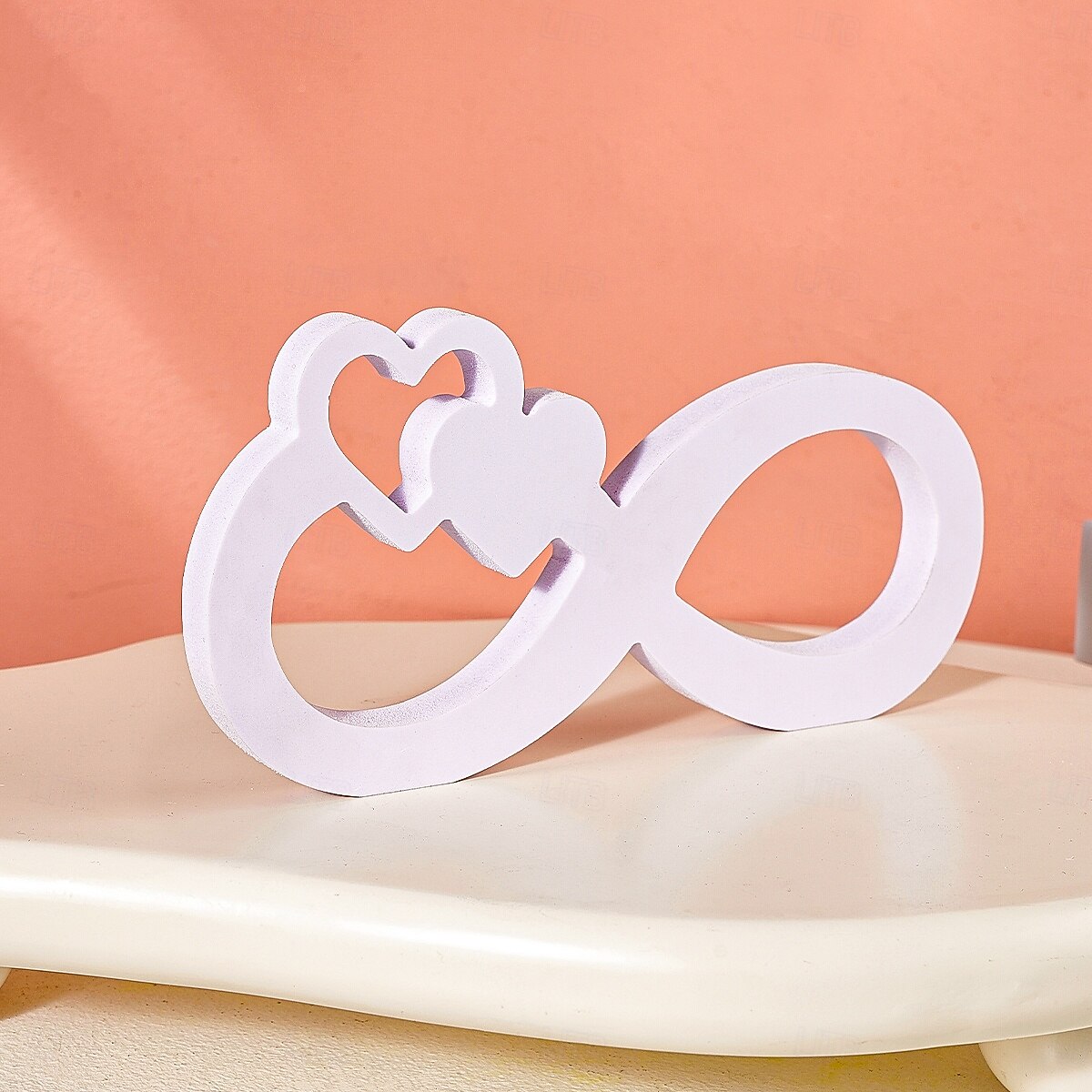 Minimalist White Infinity Symbol with Heart Decor – PVC Tabletop Ornament for Home Decoration, Festive Decor, and Warm Wedding Theme Display 2025 - $8.99 –P2