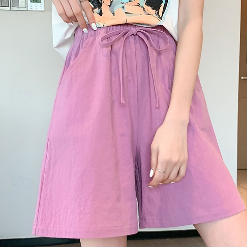 Per donna Finto cotone e lino Shorts Pantaloni Eleganti Pantaloncini Estivi Moda Corto Naturale Semplice Tasca Design con Coulisse Elastica All'aperto Confortevole All'aperto Vacanza Rosso Verde del 2026 a $11.49 –P2