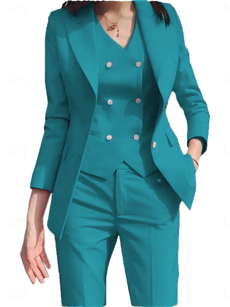 Drei-teiliges Mutter der Braut Kleid Elegantes einfaches Hemdkragen Knöchellang Polyester Langarm mit einfarbig 2025 - $159.99 –P14