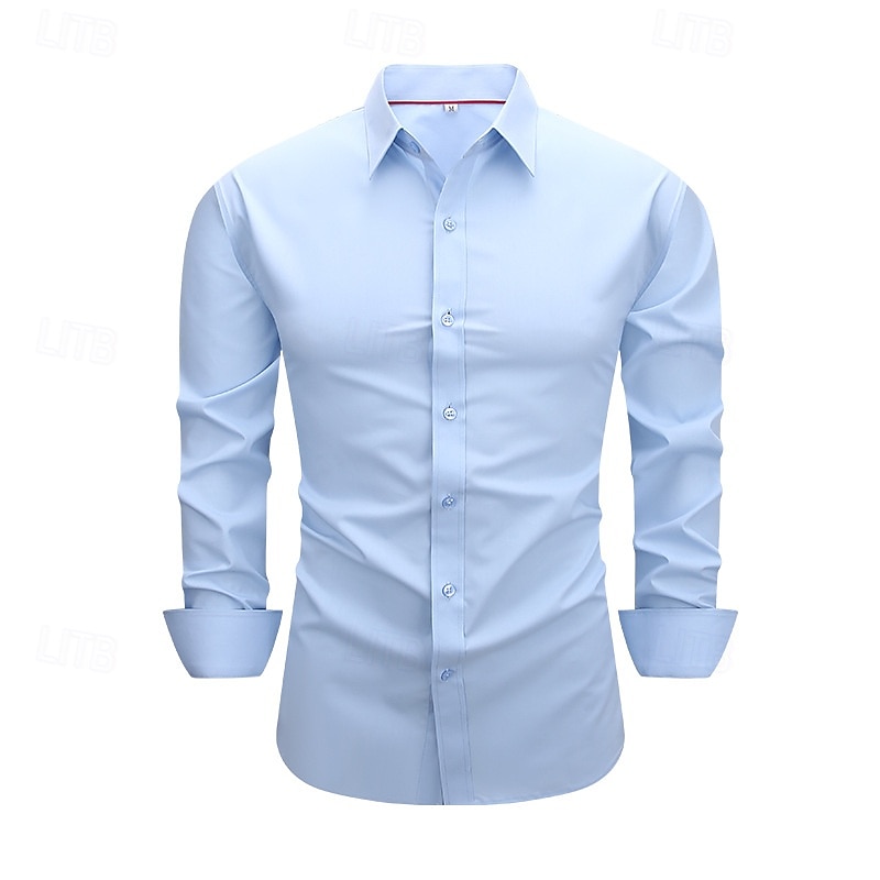 Men's Shirt Dress Shirt Button Up Shirt Solid / Plain Color Wedding Daily Black White Red Sky Blue Long Sleeve Turndown Spring &  Fall Clothing Apparel Patchwork 2025 - $27.99 –P7