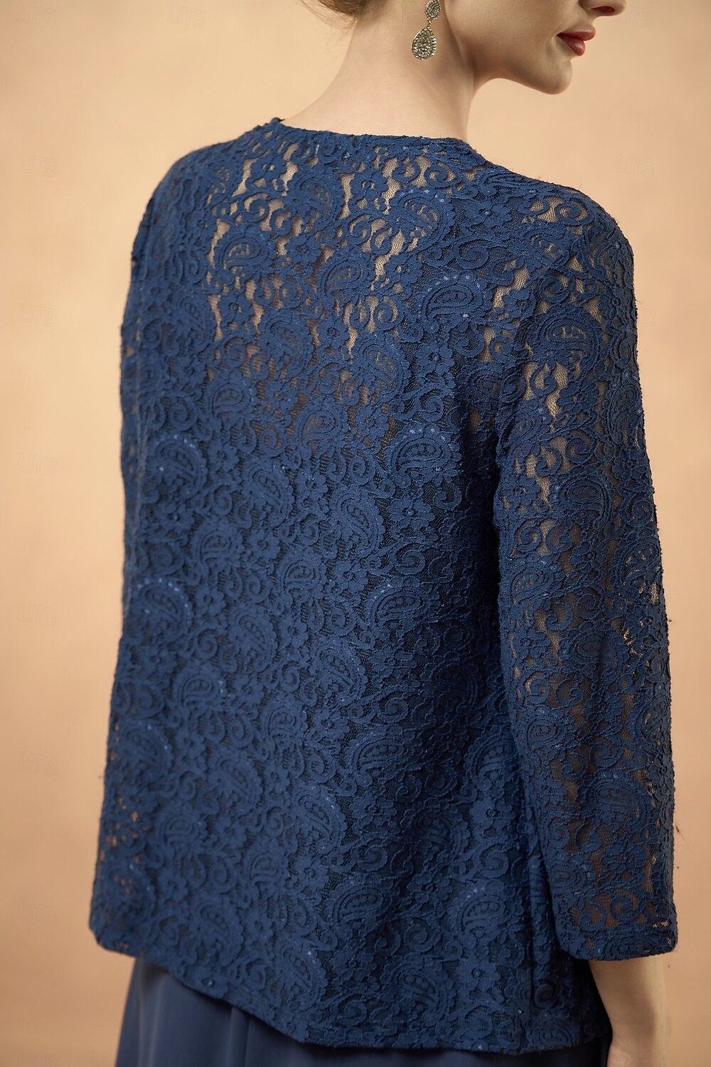 abito da sposa a trapezio in 3 pezzi per la madre della sposa, elegante, scollo quadrato, lunghezza al pavimento, pizzo floreale, manica a 3/4, tinta unita 2025 del 2025 a $69.99 -P8