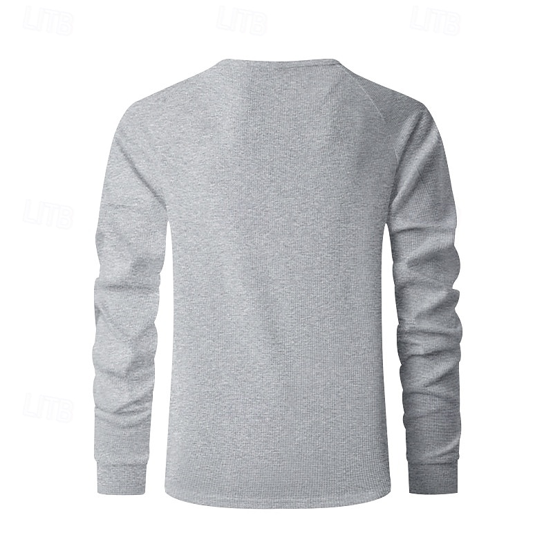 Pánské Tričko s knoflíkem Tričko Waffle Henley košile Tričko Henley Dlouhý rukáv Henley Jaro Podzim Bez vzoru Módní Designové Základní Knoflíky Dovolená ulice Jdeme ven Černá Bílá Královská modř Top 2025 - $17.49 –P17