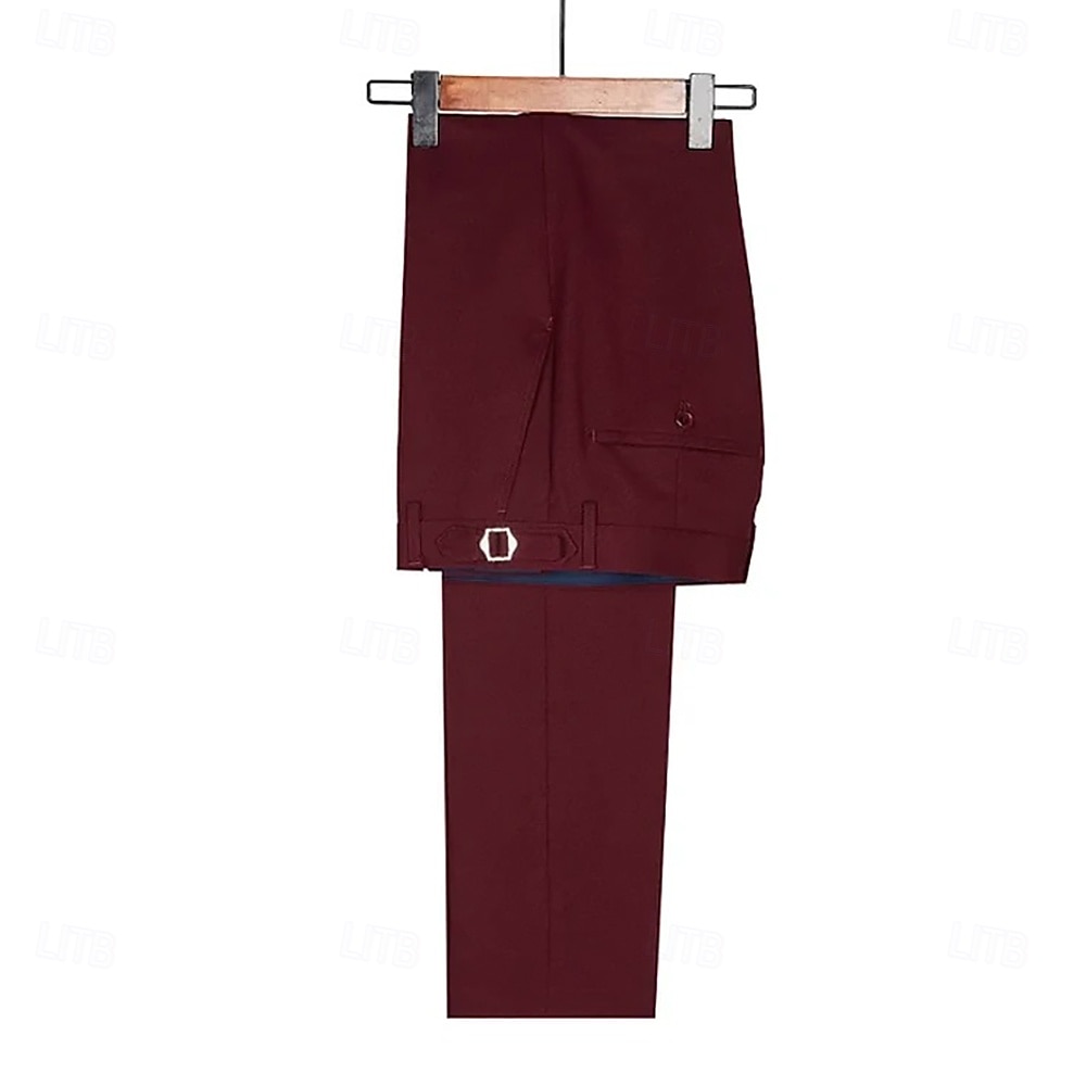 Costumes de soirée pour hommes smokings costumes de retour à la maison noir bordeaux luxe formel couleur unie coupe standard 2 pièces simple boutonnage un bouton de 2025 ? $122.99 –P3