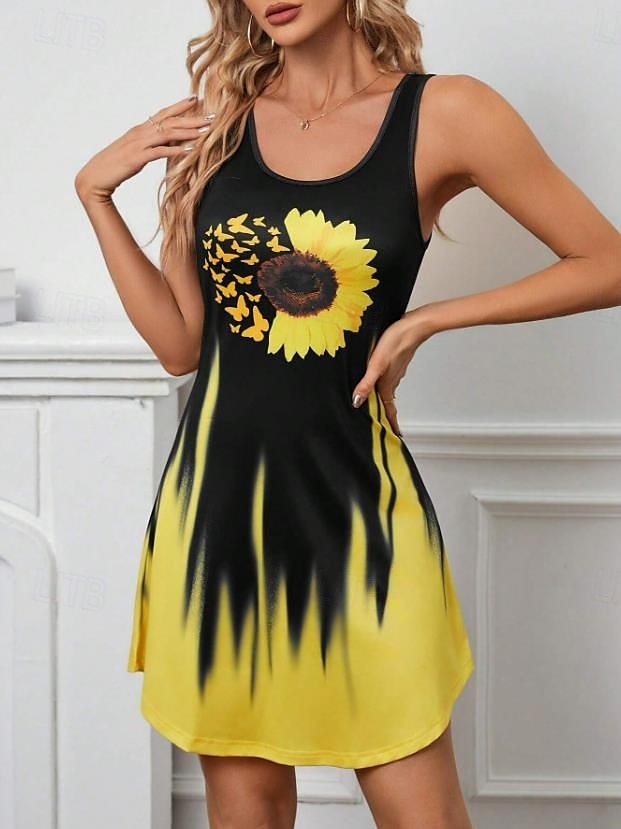 Women's Mini Dress A Line Dress Summer Dress Off The Shoulder Dress Vacation Casual Daily Loose Fit Graphic Letter Sleeveless U Neck Black Summer 2025 - $21.99 –P6