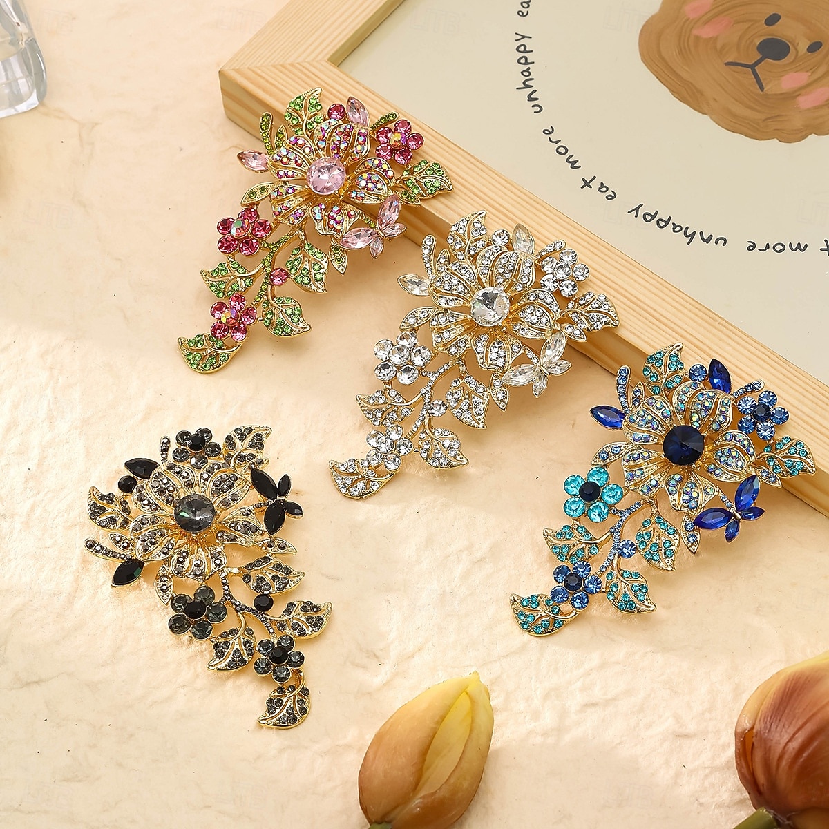 1 pieza/juego de exquisito broche de flor de rosa de cristal colorido brillante para niñas, alfiler de vestido de noche para damas, accesorios de moda para bodas 2025 - $20.99 –P1