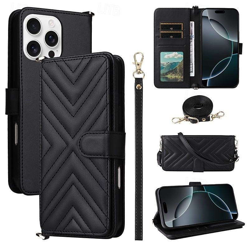 τηλέφωνο tok Για iPhone 16 Pro Max Plus iPhone 15 Pro Max Plus iPhone 14 13 12 11 Pro Max Plus Αναποδογυρίστε το κάλυμμα με βάση στήριξης με τον Lanyard με λουράκι καρπού Ρετρό TPU PU δέρμα 2025 - $27.99 –P4