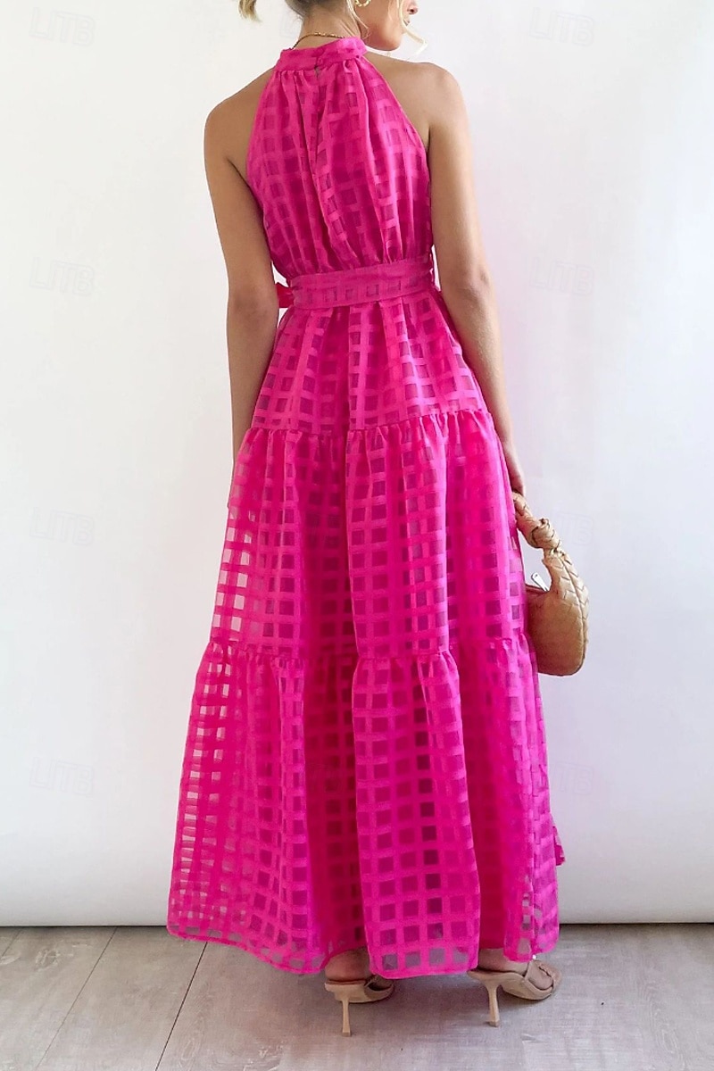 Femmes Robe Longue Maxi Robe Robe de remise des diplômes Robe à col licou Mode Moderne Fête Remise des Diplômes Date Coupe régulière Uni Sans manches Col Halter Cyan Noir Violet Claire Vert Été de 2025 ? $27.99 –P8