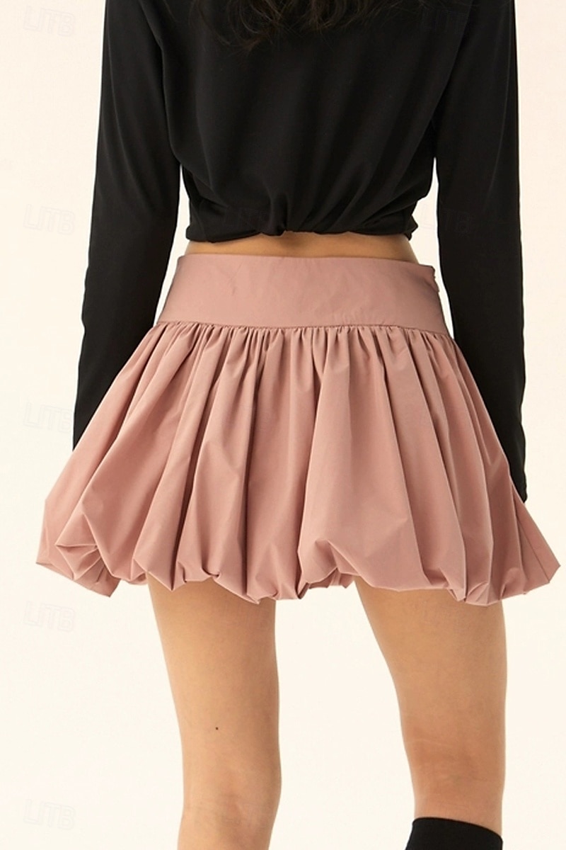 Dámské Sukně Minisukně Módní Mini Střední vzestup Sukně Bez vzoru Nabírané šaty Lehce elastické Dovolená ulice Černá Růžová Velbloudí Šedá Léto Polyester 2025 - $21.99 –P7