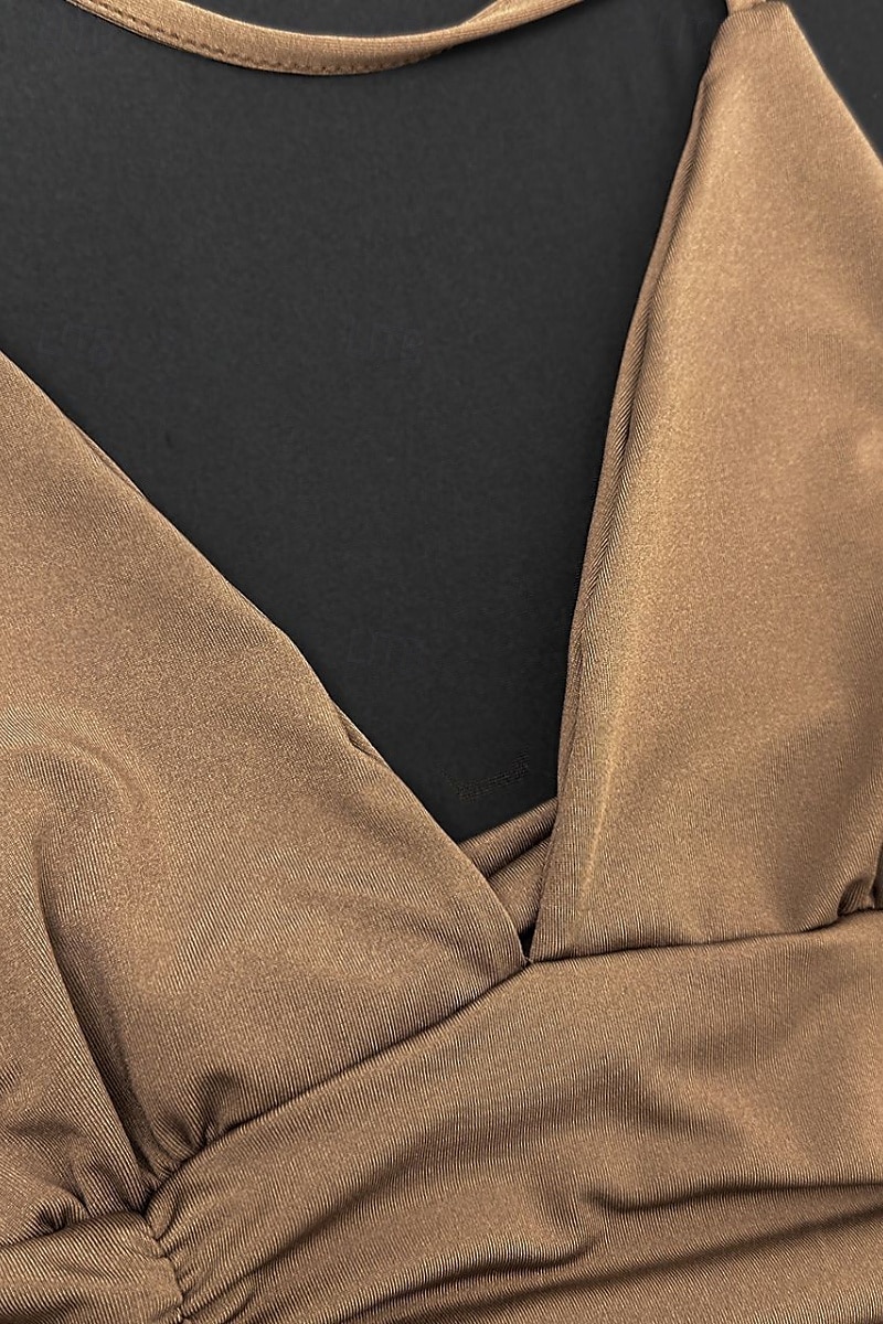 Femmes Mini Robe Robe Blanche Robe de remise des diplômes Robe à col licou Mode Moderne Anniversaire Remise des Diplômes Date Coupe régulière Uni Sans manches Col Halter Blanche Marron Été de 2025 ? $29.99 –P11