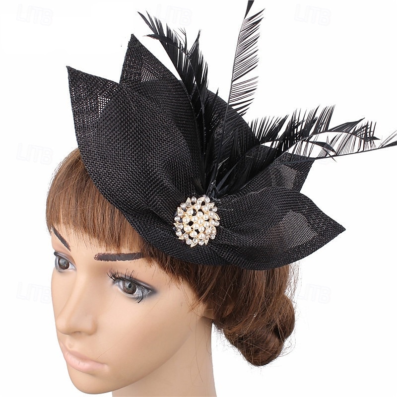 Palarie Material Bumbac Oficial Nuntă Zi de Naștere Elegant Cu Pene Diadema Articole Pentru Cap 2025 - $25.99 –P7