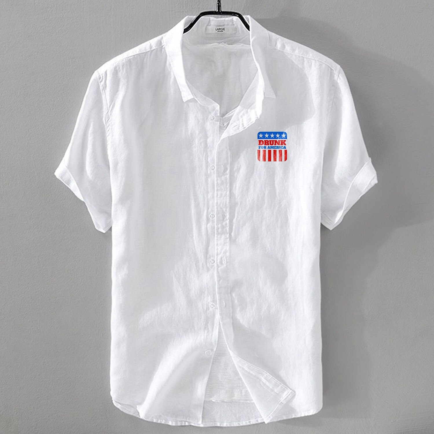 Herren Leinenhemd Freizeithemd Baumwoll-Leinen-Hemd Knopfhemd Muster Urlaub Straße Weiß Dunkelmarine Himmelblau Aprikose Kurzarm Revers Sommer Bekleidung Button-Down 2025 - $18.49 –P1