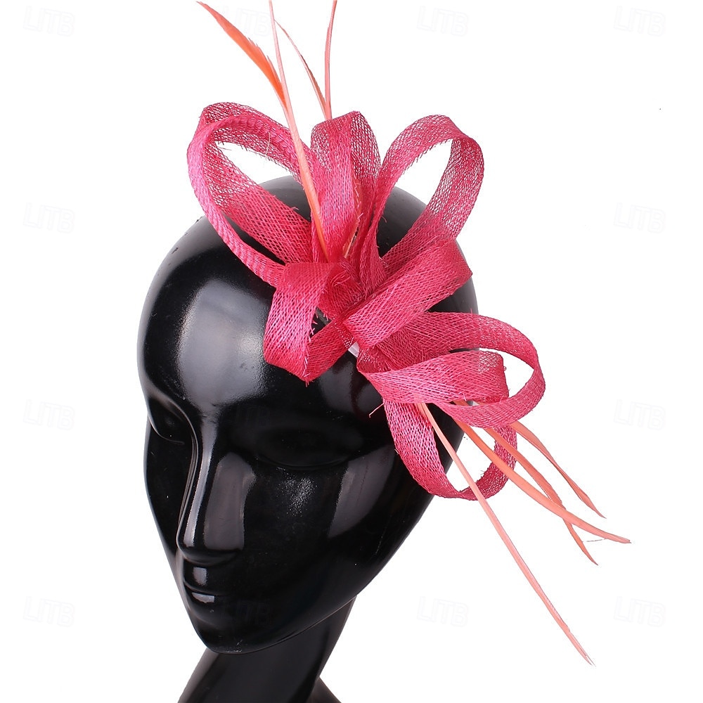 Kopfschmuck Faux Leinen Hochzeits Pferderennen Cocktail Elegant Süß Mit Feder Kopfschmuck Kopfbedeckung 2025 - $31.99 –P15