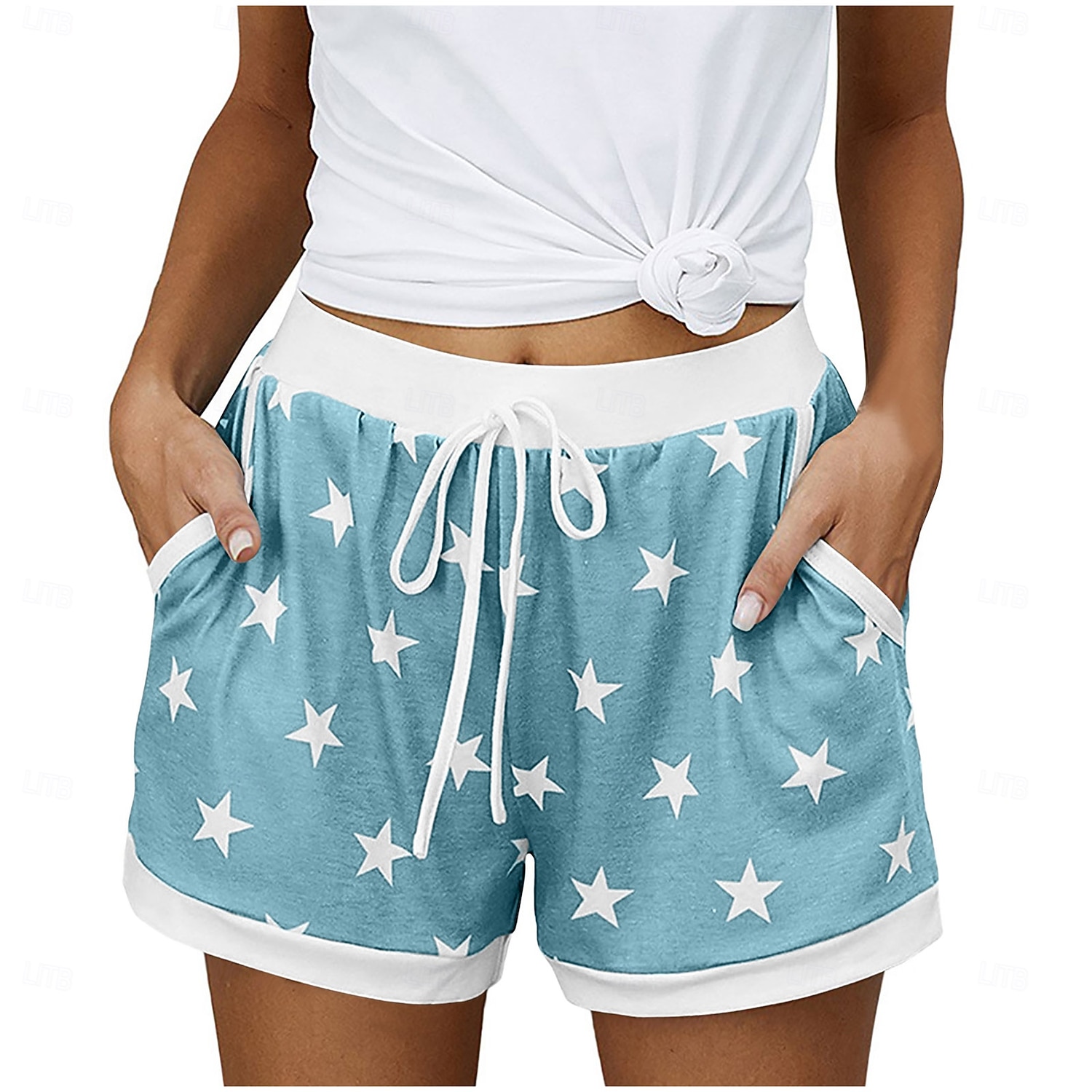 Women's EU / US Size Bermuda shorts Pajamas Track Pants Baggy Shorts Athleisure Athletic Short Medium Waist Star Pocket Printing Basic Outdoor Comfortable Sports Micro-elastic Casual Sports claret 2026 - $20.99 –P9