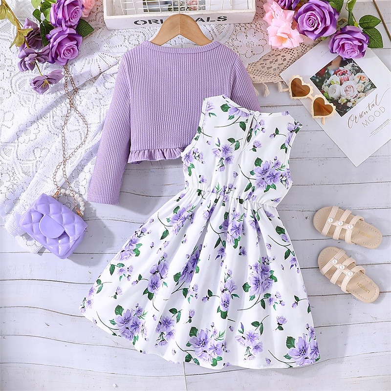2 Stück kinderkleidung Mädchen Blumen Krawattenknoten Anzüge einstellen Langarm Modisch Schulanfang 4 Jahre + Sommer Rosa Rote Blau 2025 - $19.99 –P11