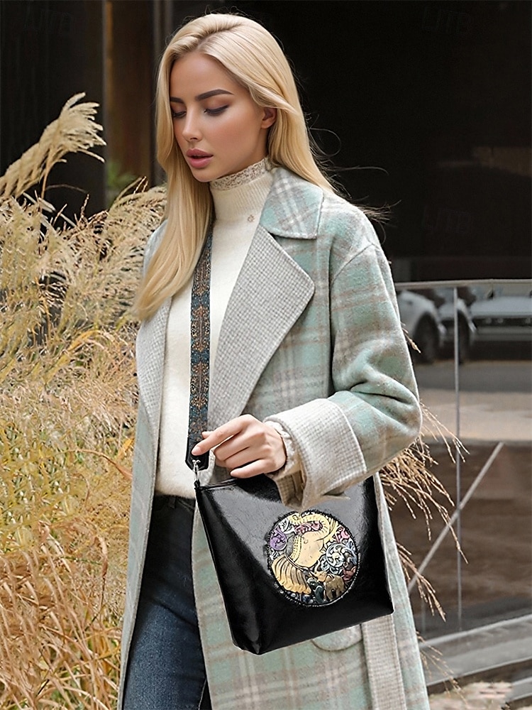 Women's Vintage Elephant Embossed Shoulder Bag – Boho Faux Leather Crossbody Purse with Adjustable Strap, Casual Travel & Everyday Handbag 2025 - $18.99 –P3