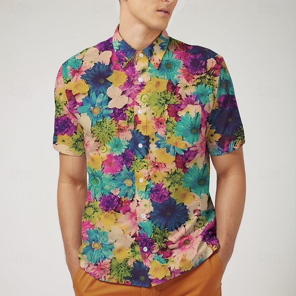 Retro 70. léta Tričko Aloha košile Hippie Disko Květinový Maškarní kostým Pánské Plesová maškaráda Dovolená Párty Pride Parade Dospělé Tričko 2025 - $17.99 –P1