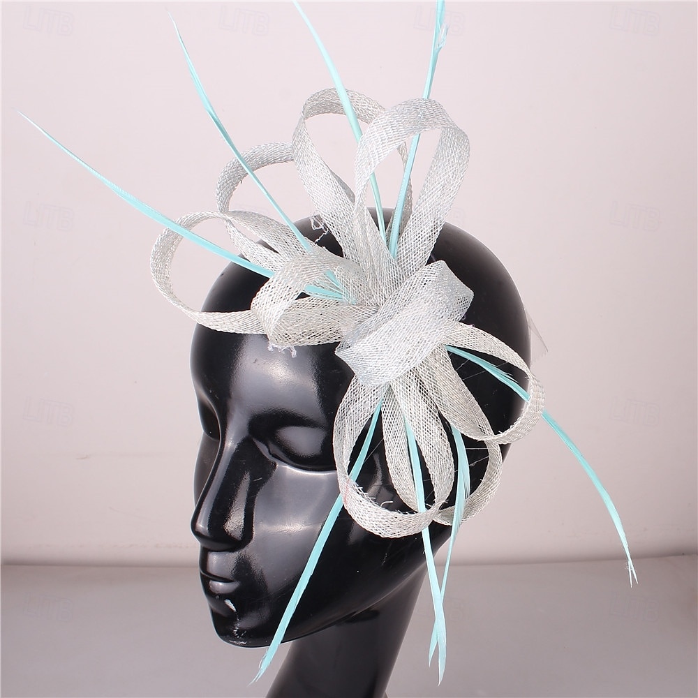Kopfschmuck Faux Leinen Hochzeits Pferderennen Cocktail Elegant Süß Mit Feder Kopfschmuck Kopfbedeckung 2025 - $31.99 –P12