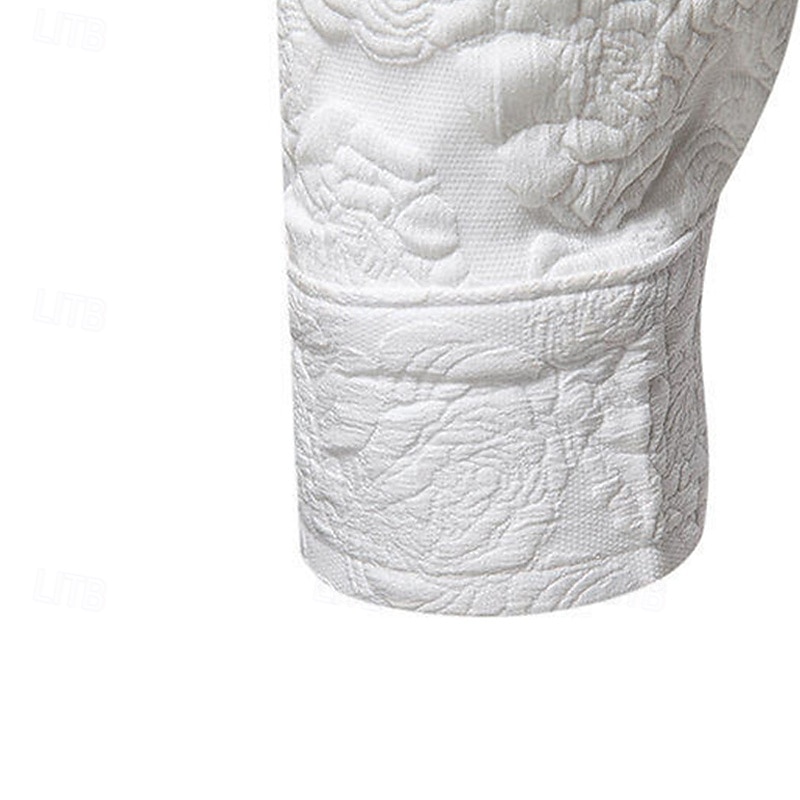 Herr Skjorta Sommarskjorta Casual skjorta Strandskjorta Knapp upp skjorta Svart Vit Långärmad Slät Kavajslag Semester Hawaiisk Jacquard Kläder Polyester Mode Ledigt Bekväm 2026 - $37.99 –P8
