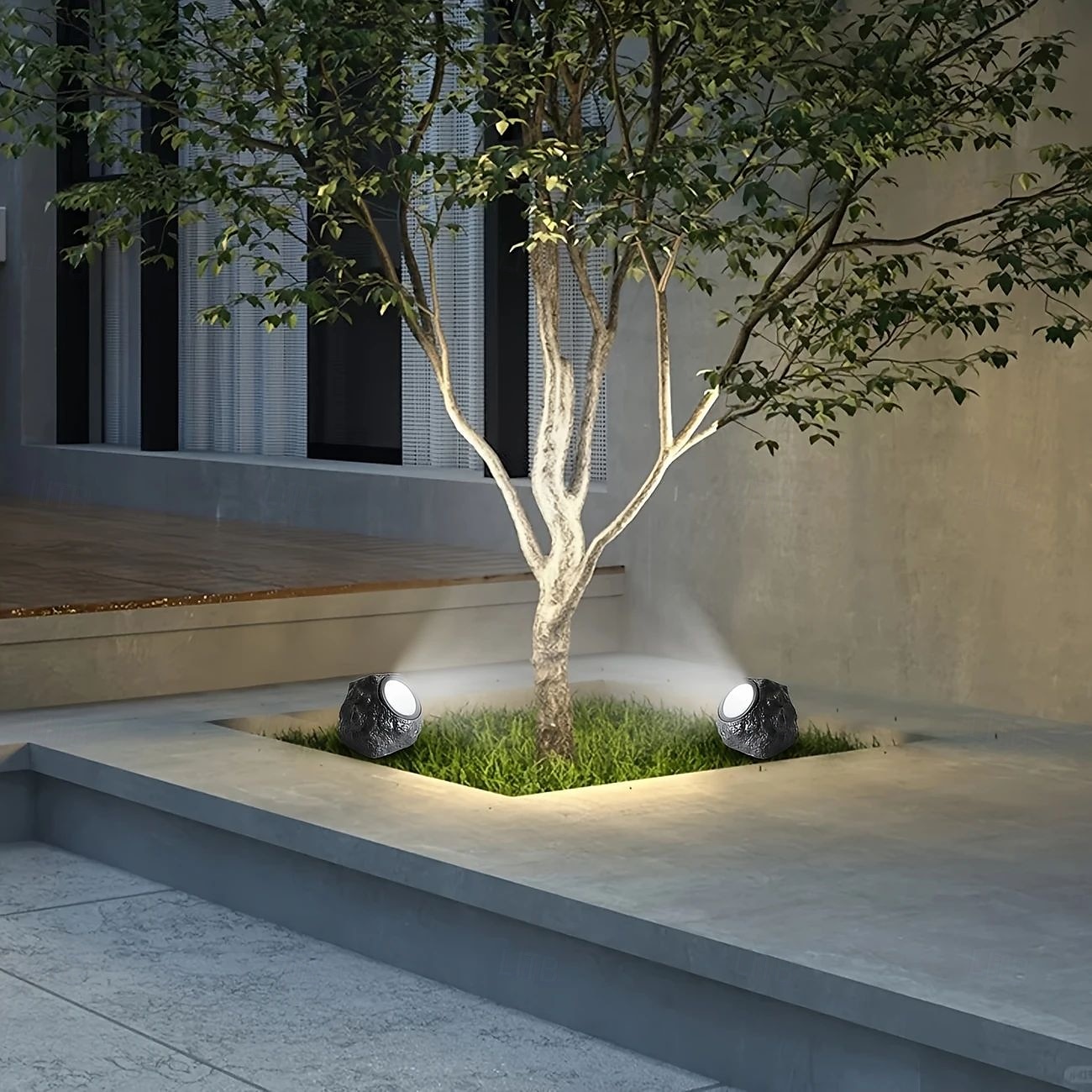 led solenergi utomhusljus spotlights bärbar vattentät led varmvit/vit spotlight landskapssimulering stenljus för trottoar innergård gräsmatta belysning 1st 2025 - $50.99 –P9